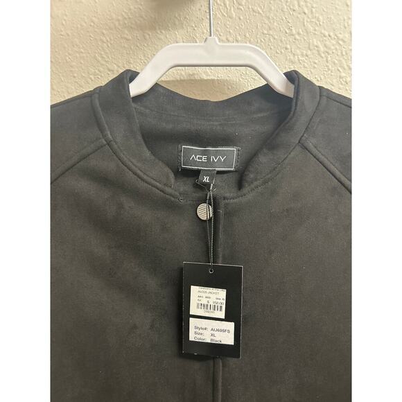 NWT Ace Ivy Women’s Snap Up Black Faux Suede Trench Coat Jacket size XL $158 - Picture 2 of 11